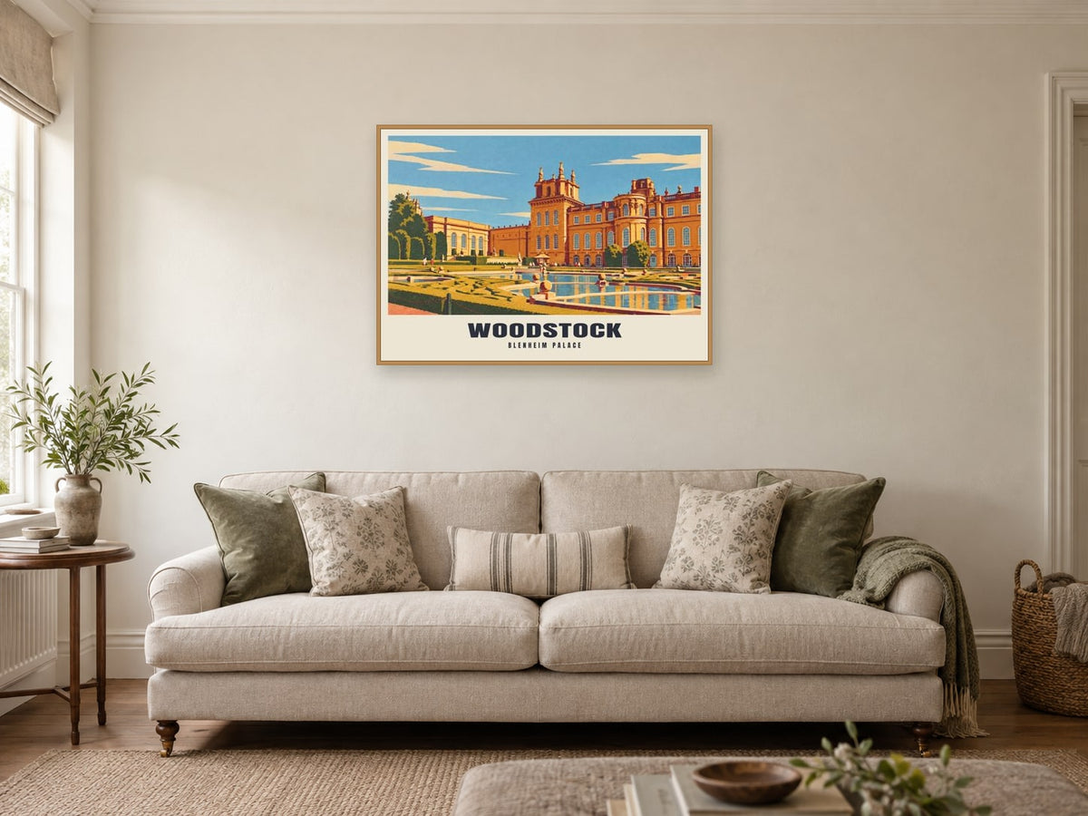 Blenheim Palace, Woodstock Poster at A1, in a natural wood frame, in a sitting room