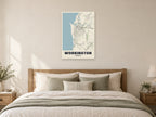 Workington Street Map Poster at A1, as a poster, above a bed