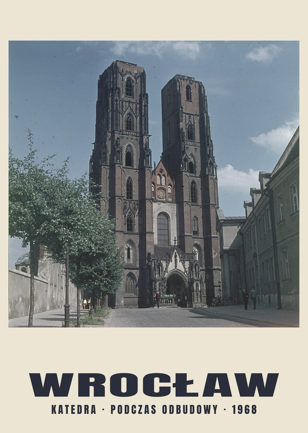 Cathedral during Reconstruction, Wrocław — 1968 · Historic photograph print