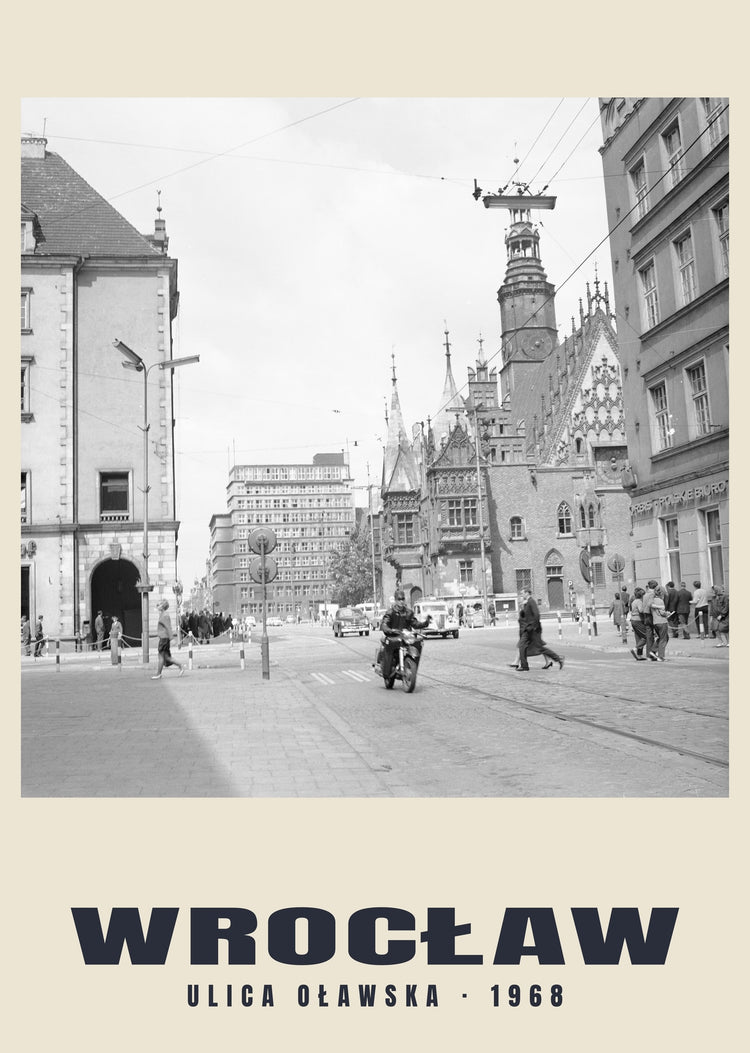 Oławska Street and Old Town Hall, Wrocław — 1968 · Historic photograph print