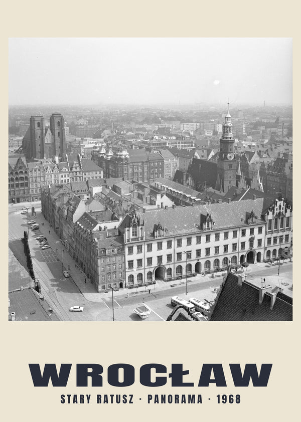 Old Town Hall Rooftop Panorama, Wrocław — 1968 · Historic photograph print