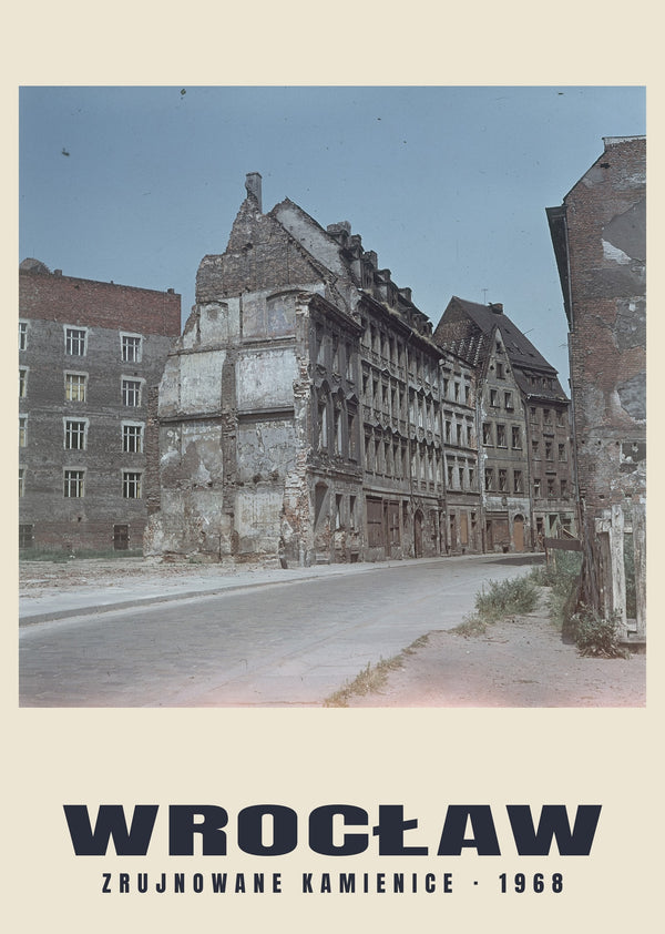 Ruined Townhouses, Wrocław — 1968 · Historic photograph print
