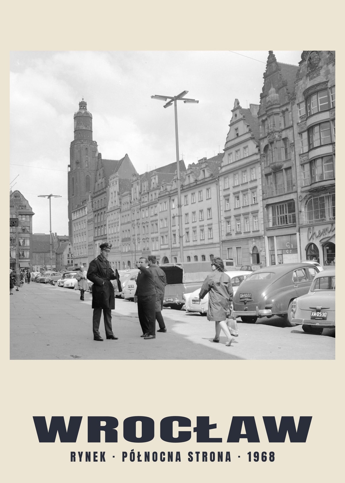 Rynek North Side and Period Cars, Wrocław — 1968