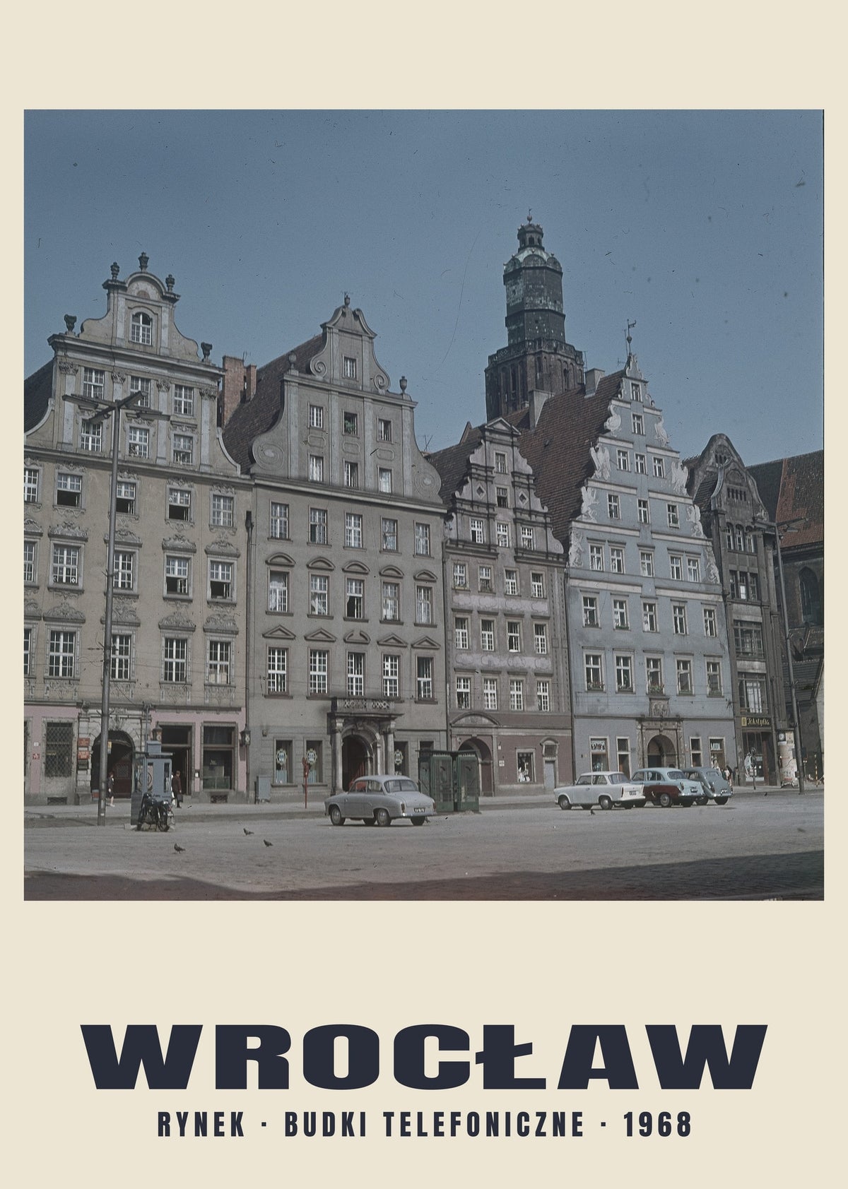 Rynek Telephone Booths and Cars, Wrocław — 1968