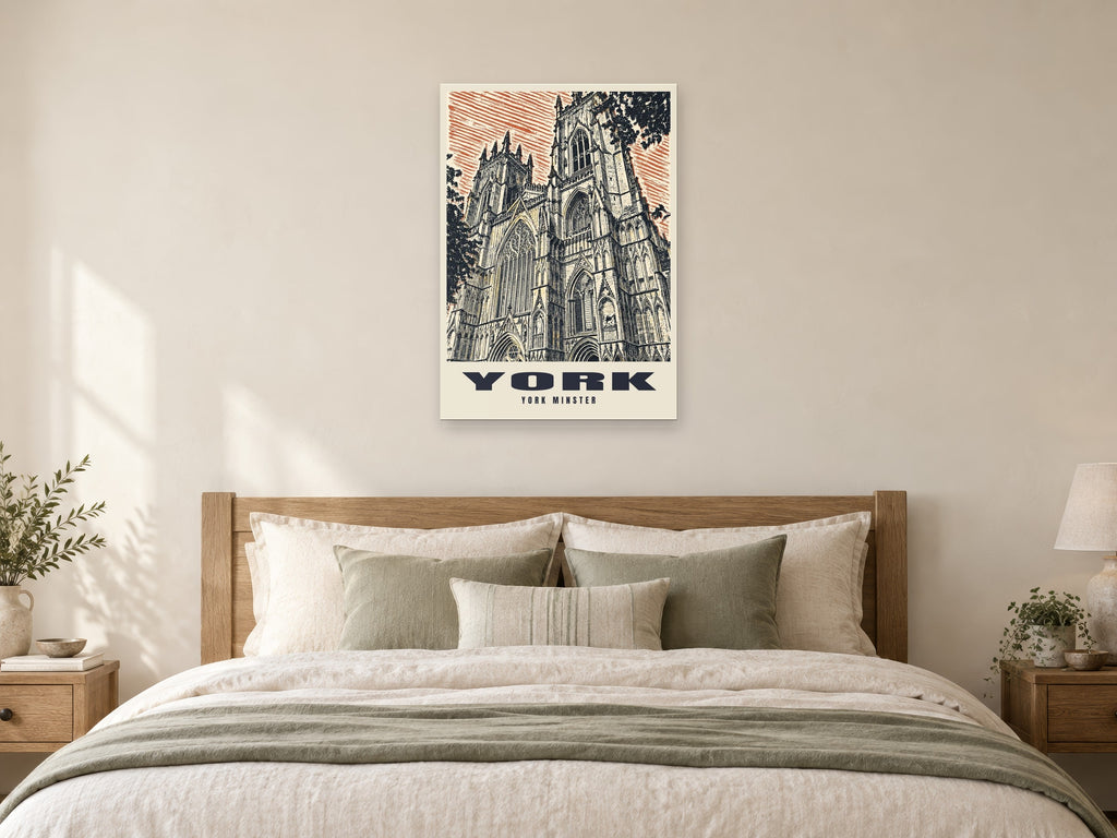 York Minster Poster at A1, as a poster, above a bed